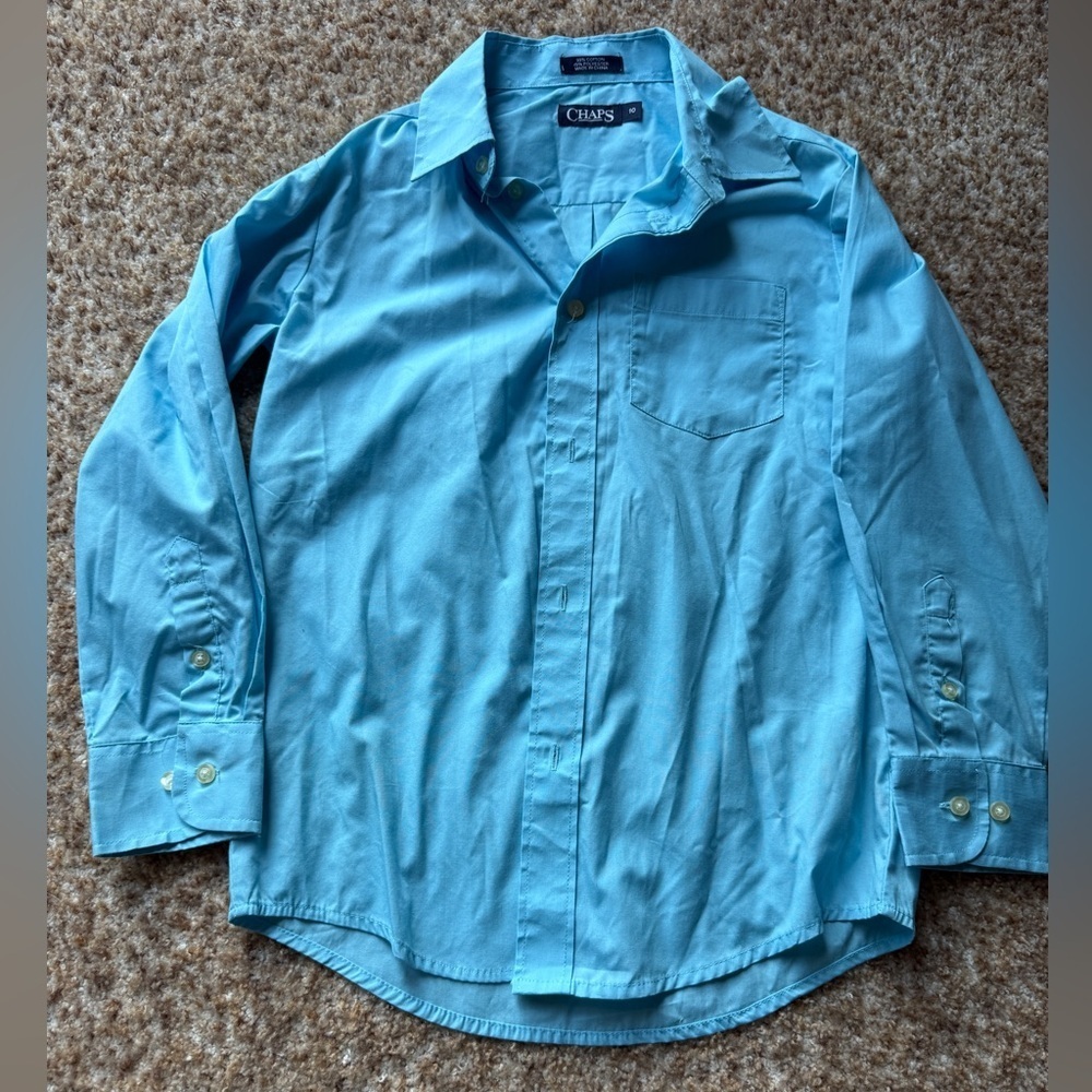 Chaps long sleeve button-down, youth size 10 blue